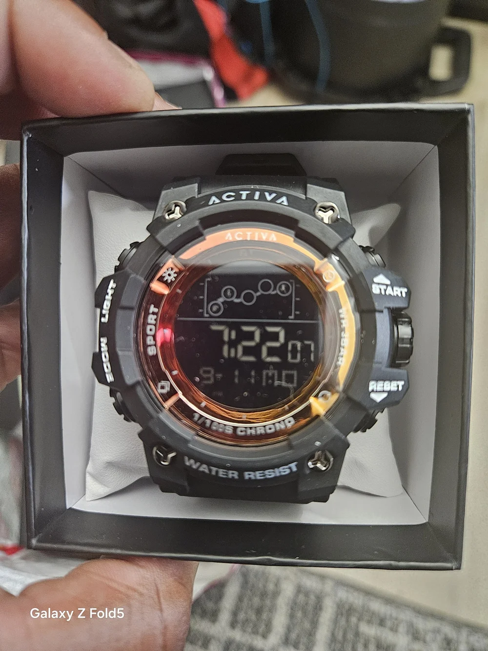 Activa Black and Orange Accent Digital Sport Watch
